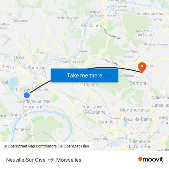 Neuville-Sur-Oise to Moisselles map