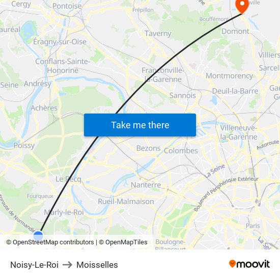 Noisy-Le-Roi to Moisselles map