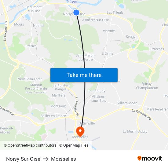Noisy-Sur-Oise to Moisselles map