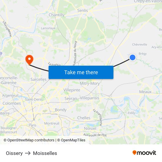 Oissery to Moisselles map