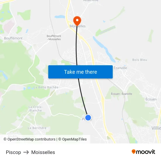 Piscop to Moisselles map