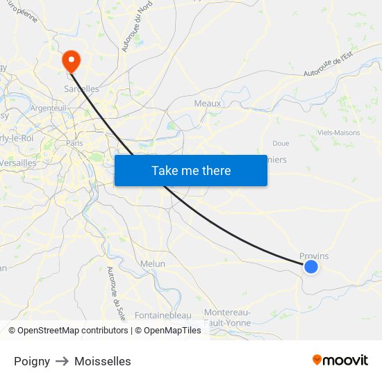 Poigny to Moisselles map