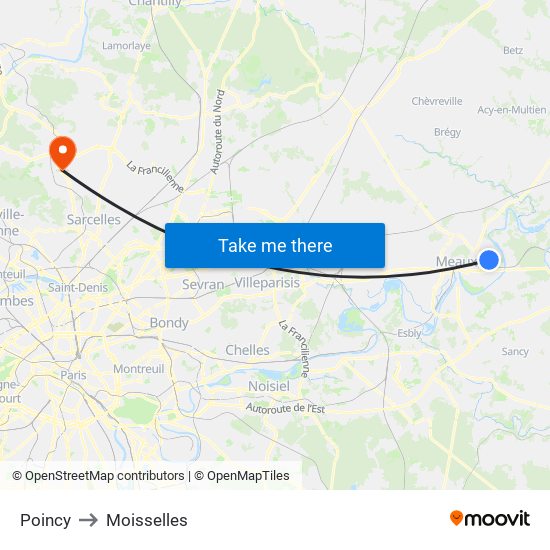 Poincy to Moisselles map
