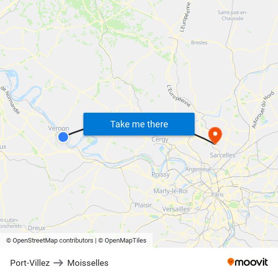 Port-Villez to Moisselles map