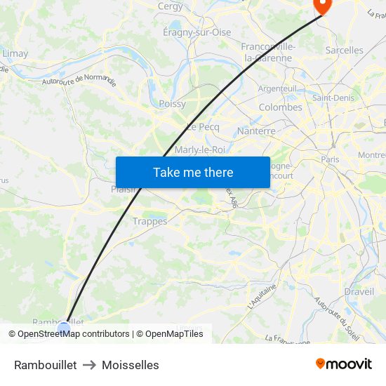 Rambouillet to Moisselles map