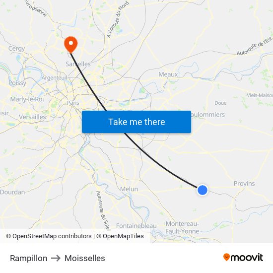 Rampillon to Moisselles map