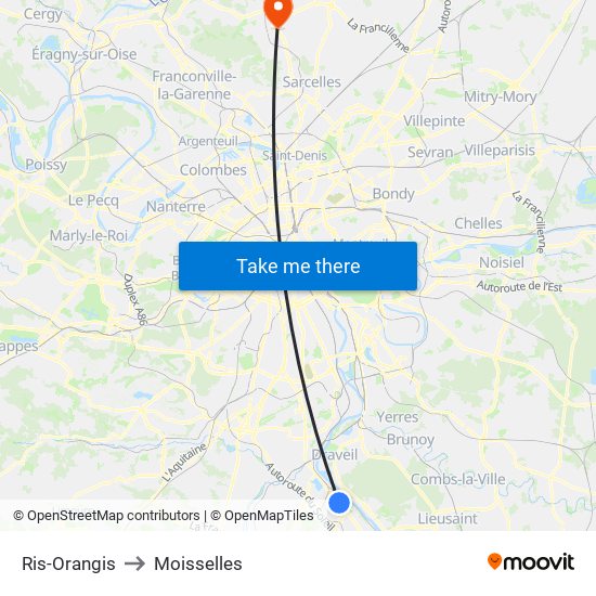 Ris-Orangis to Moisselles map