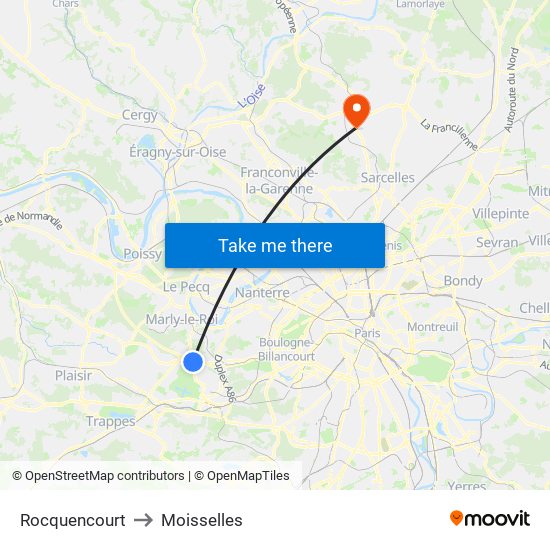 Rocquencourt to Moisselles map
