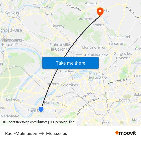 Rueil-Malmaison to Moisselles map