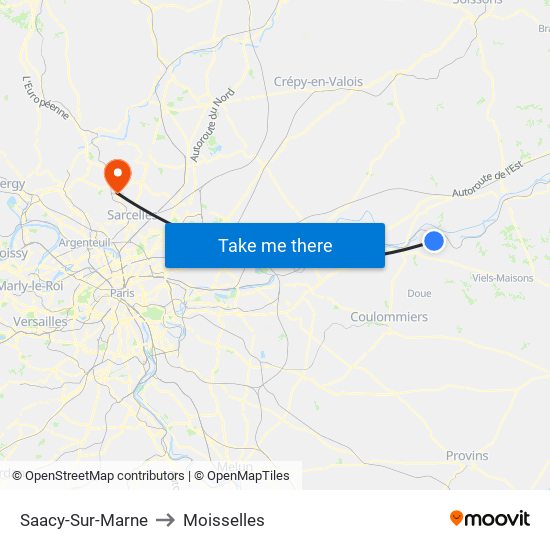 Saacy-Sur-Marne to Moisselles map