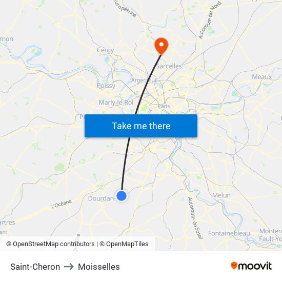 Saint-Cheron to Moisselles map