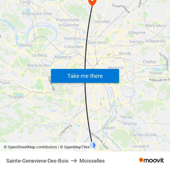 Sainte-Genevieve-Des-Bois to Moisselles map