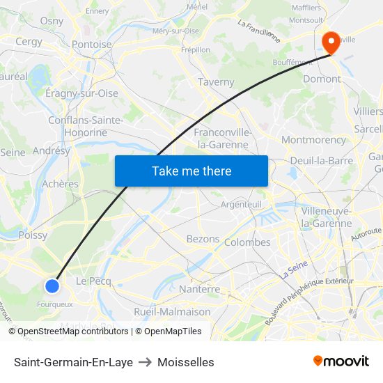 Saint-Germain-En-Laye to Moisselles map