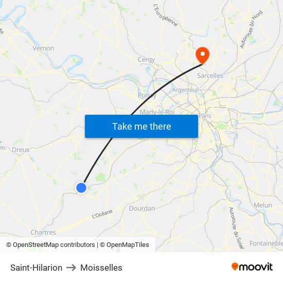 Saint-Hilarion to Moisselles map