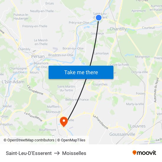 Saint-Leu-D'Esserent to Moisselles map