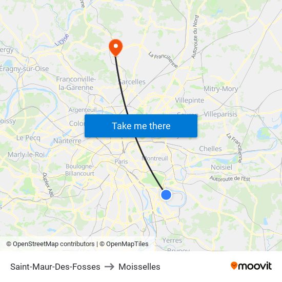 Saint-Maur-Des-Fosses to Moisselles map