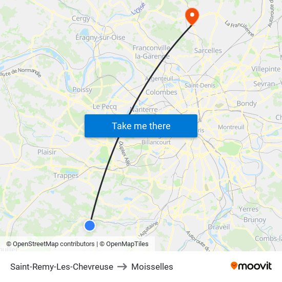 Saint-Remy-Les-Chevreuse to Moisselles map