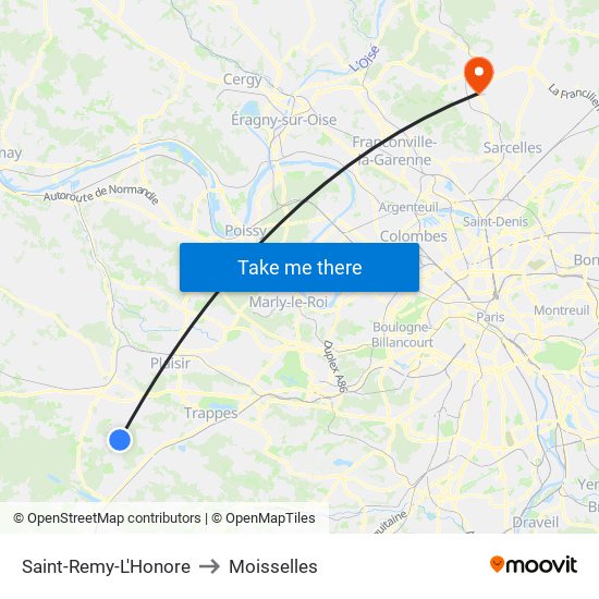 Saint-Remy-L'Honore to Moisselles map