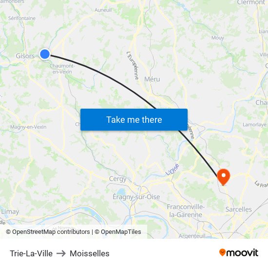 Trie-La-Ville to Moisselles map