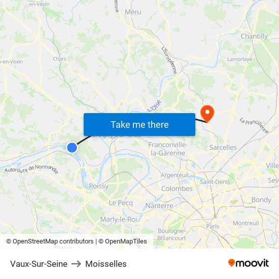 Vaux-Sur-Seine to Moisselles map