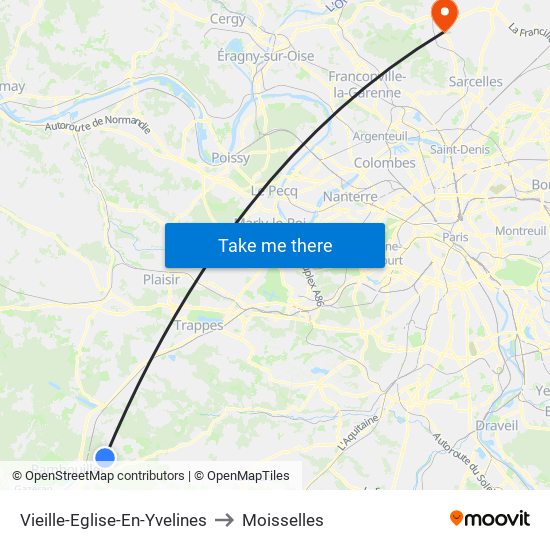 Vieille-Eglise-En-Yvelines to Moisselles map