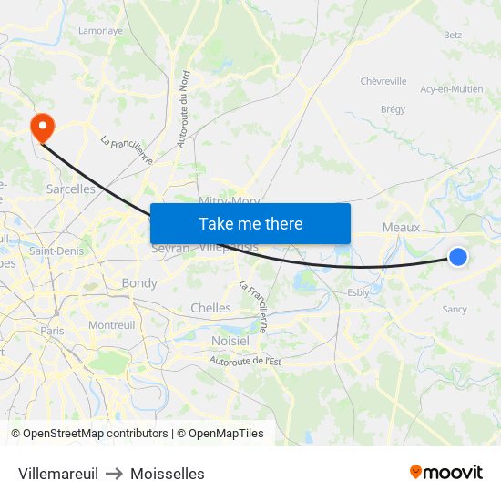 Villemareuil to Moisselles map