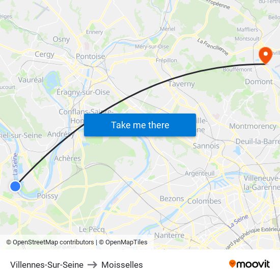 Villennes-Sur-Seine to Moisselles map