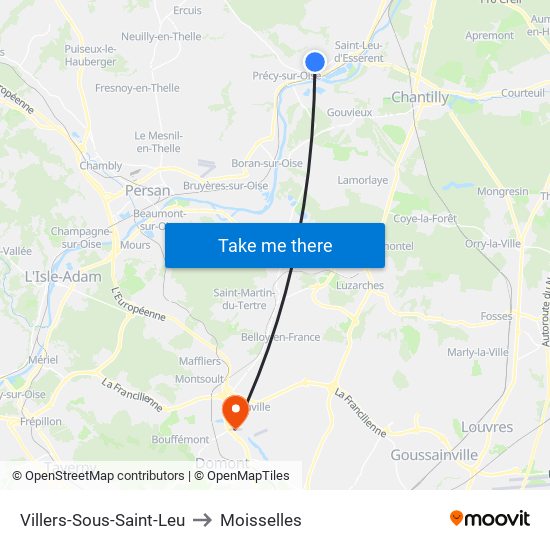 Villers-Sous-Saint-Leu to Moisselles map
