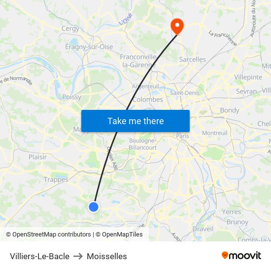Villiers-Le-Bacle to Moisselles map