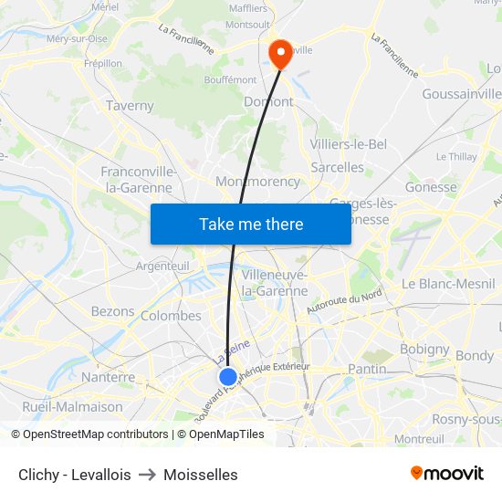 Clichy - Levallois to Moisselles map