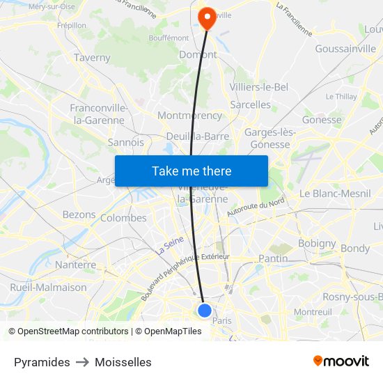 Pyramides to Moisselles map