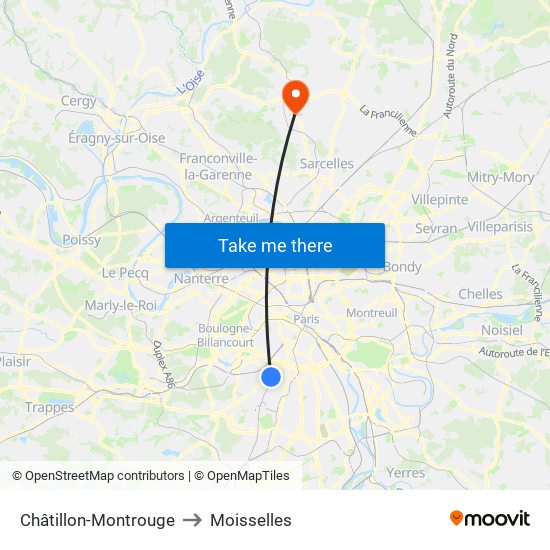Châtillon-Montrouge to Moisselles map