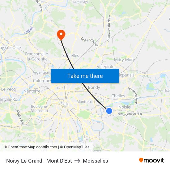 Noisy-Le-Grand - Mont D'Est to Moisselles map