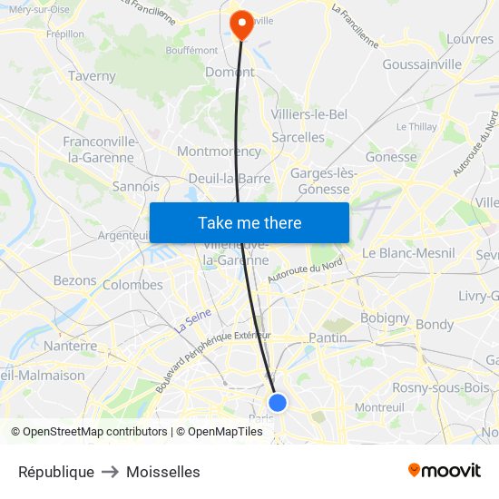 République to Moisselles map