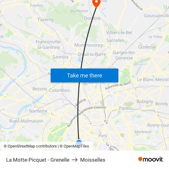 La Motte-Picquet - Grenelle to Moisselles map