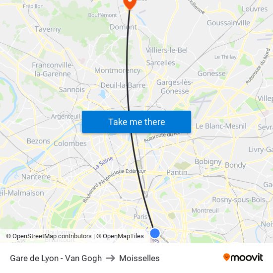 Gare de Lyon - Van Gogh to Moisselles map