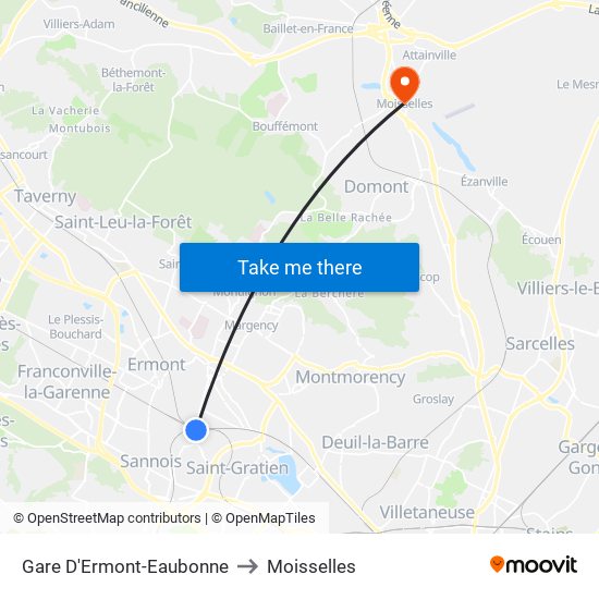 Gare D'Ermont-Eaubonne to Moisselles map