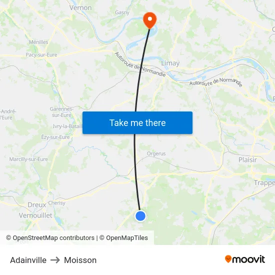 Adainville to Moisson map