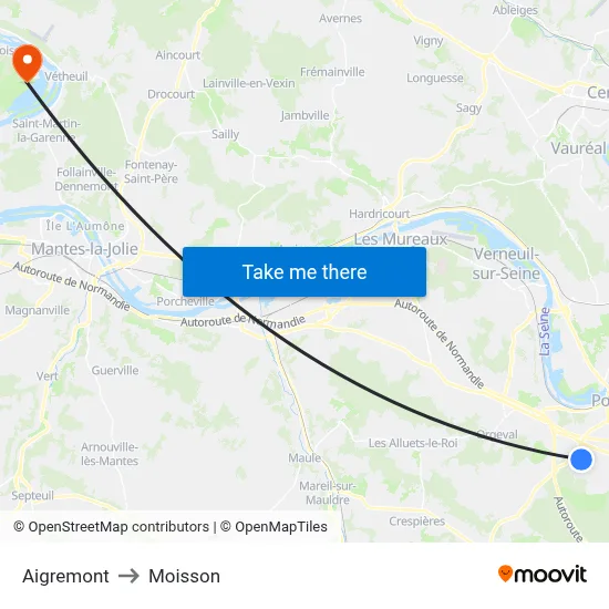 Aigremont to Moisson map