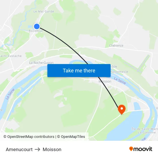 Amenucourt to Moisson map