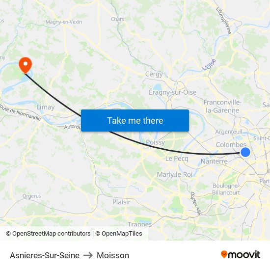 Asnieres-Sur-Seine to Moisson map