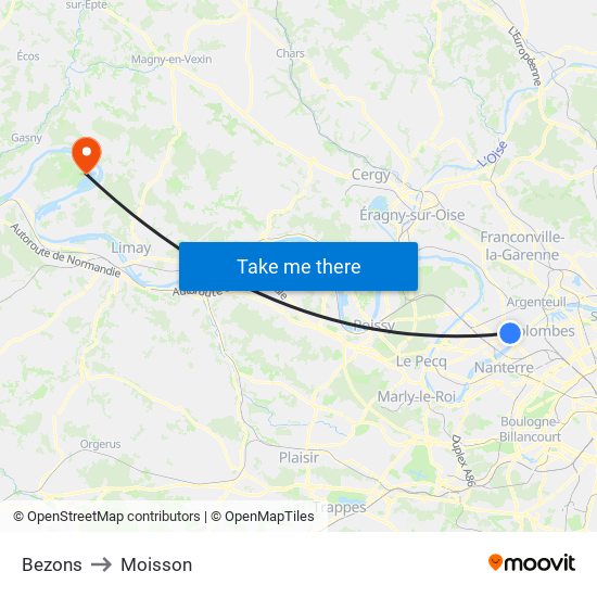 Bezons to Moisson map