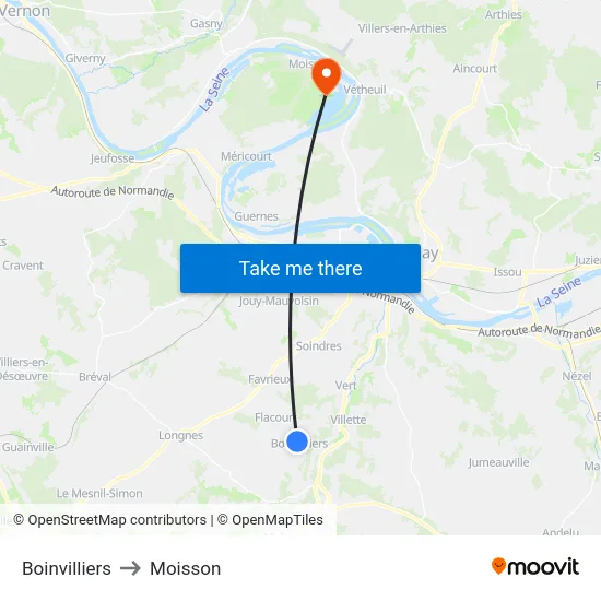 Boinvilliers to Moisson map