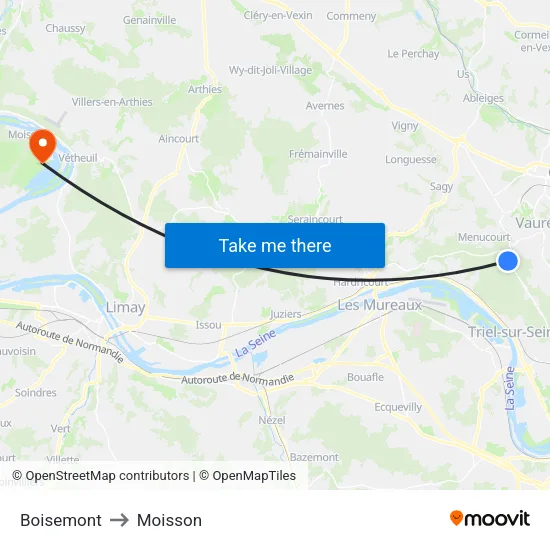 Boisemont to Moisson map