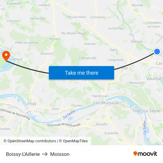 Boissy-L'Aillerie to Moisson map