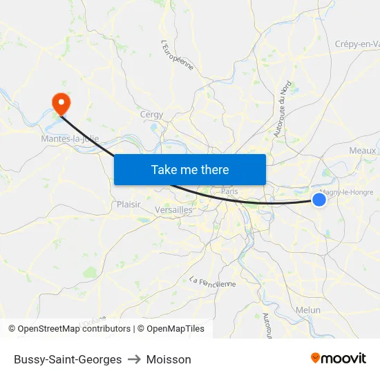 Bussy-Saint-Georges to Moisson map