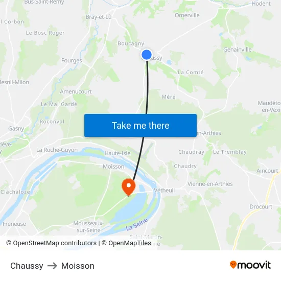 Chaussy to Moisson map