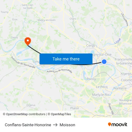 Conflans-Sainte-Honorine to Moisson map