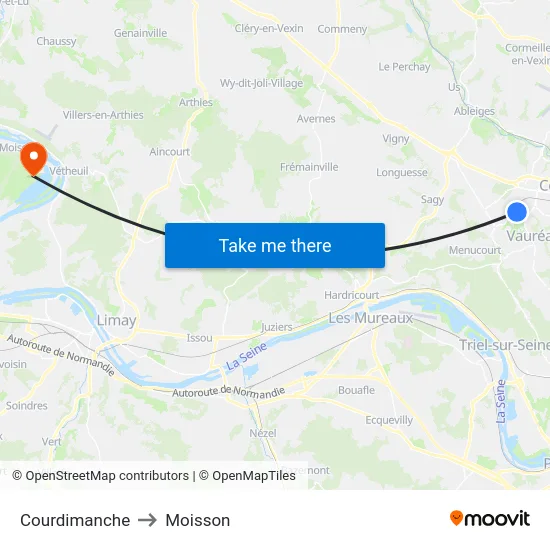 Courdimanche to Moisson map