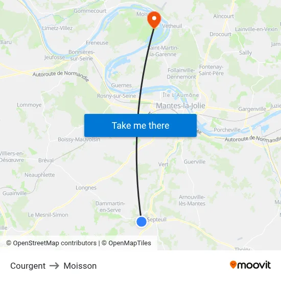 Courgent to Moisson map